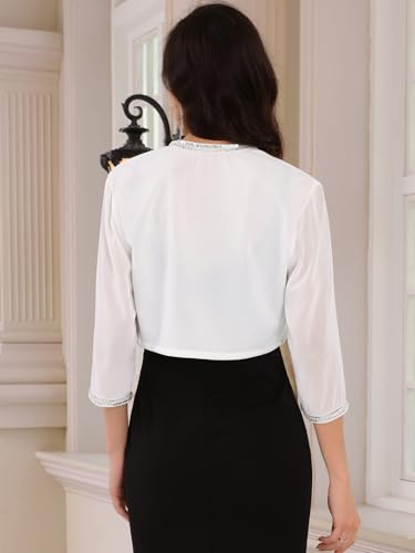 Women's Evening Shrug Sequin Beaded Open Front Wedding Cocktail Formal Bolero4