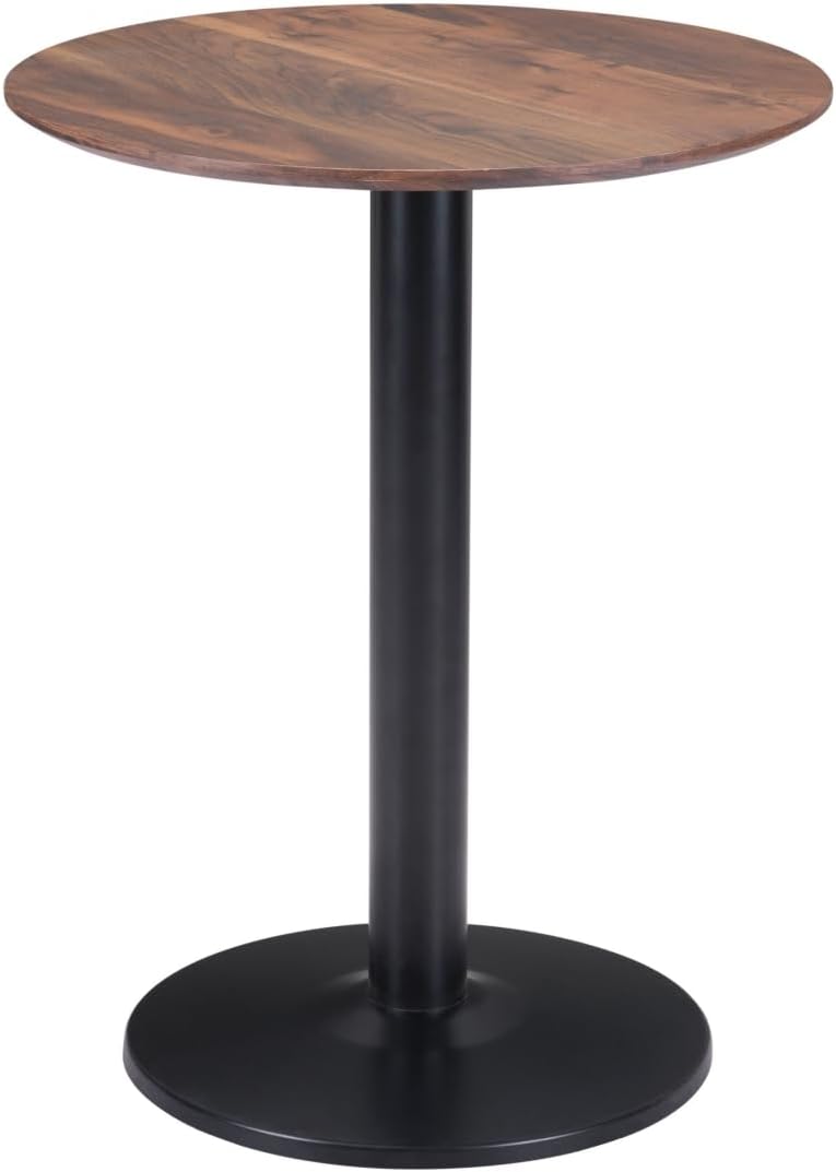 29.5 x 23.6 x 23.6 in. Walnut & Black Pedestal Bistro Table