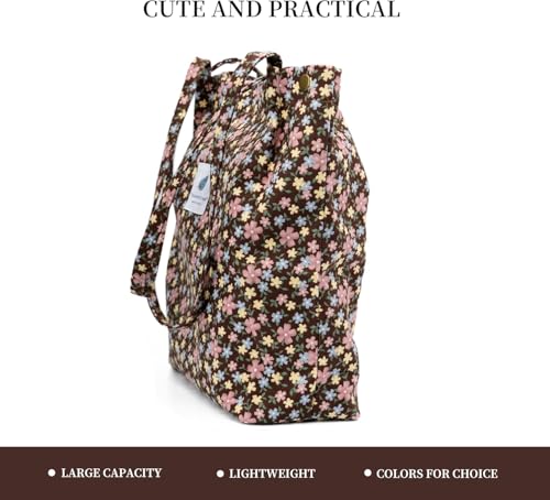 Image of Kawn Corduroy Tote Bag Aesthetic Cute Canvas Tote Bags for Women Washable Shoulder Bag with Inner Pocket for Go-to Everyday Bag for Work Beach Travel and Shopping Grocery