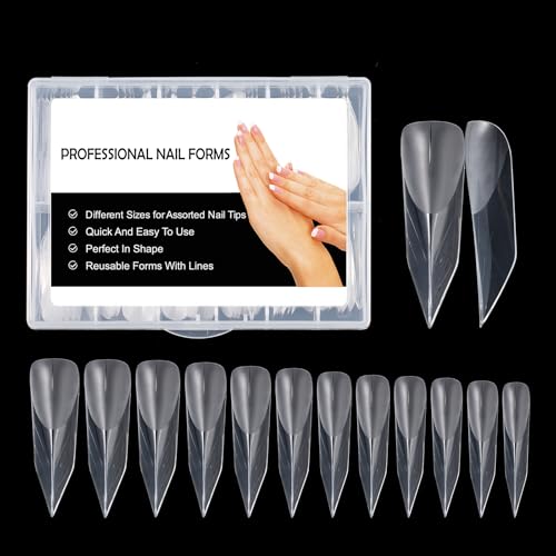 BNG 120 Stück Mattierte Dual Nagelformen für Gel Nägel Builder, Profi Verlängerungsform, Vollständige Abdeckung Spitz Zulaufender Acryl Nagelformen, Schnelles Bauen, Mold C
