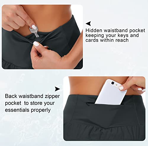 Image of THE GYM PEOPLE Womens High Waisted Running Shorts Quick Dry Athletic Workout Shorts with Mesh Liner Zipper Pockets