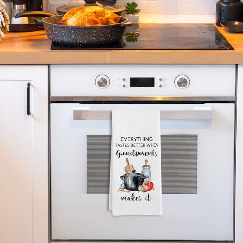Grandparents Gifts Kitchen Towels, First Time Grandparents Gifts Dish Tea Towels for Kitchen, Mothers Fathers Day Birthday Gift Decorative Hand Towel, 16x24Inch - Image 2