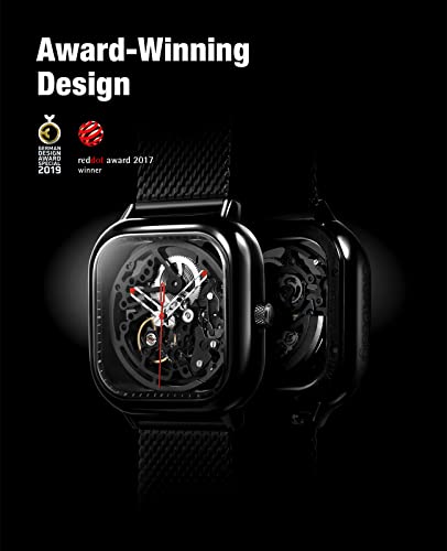 CIGA Design Stainless Steel Full Hollow Analog Black Dial Men Watch-Z011-Blbl-W13, Black Band - Image 2