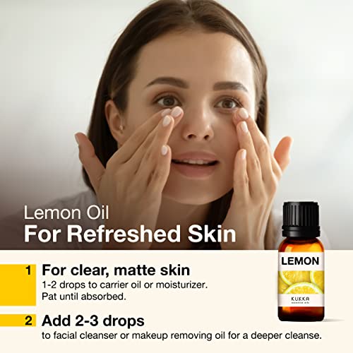 Kukka Lemon Essential Oil For Diffuser - 100% Pure Therapeutic Grade Essential Oil Lemon Oil For Skin - Lemon Essential Oil For Cleaning - Lemon Oil Essential Oil For Aromatherapy (0.34 Fl Oz) #TOP2