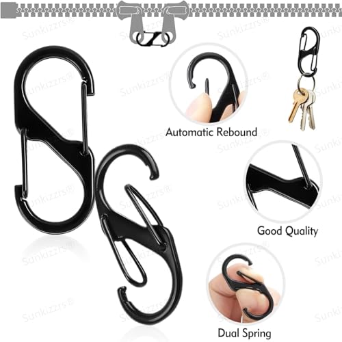 Sunkizzrs® Dual Hook S Carabiners(60 MM, Pack of 10)—Quick Release Design Hooks Keychain—Multi-Purpose Snap Hooks—Zinc Alloy Anti Theft Zipper Carabiner Clips for Backpack,Camping,Gardening,Outdoor 4 41aYAUEswFL