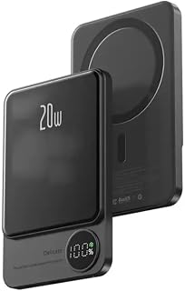 Power Bank, externer Akku, mobiler Akku, schnelles und kabelloses Laden, kabellos, Digitalanzeige, Magnetstecker und Mehrfachanschluss, Typ C und Schnellladung, Schwarz