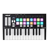 Generic RGB-hintergrundbeleuchteter 25-Tasten-USB-MIDI-Keyboard-Controller mit Zuweisbaren Bedienknöpfen für Musikproduktion und Live-Auftritte in Schwarz und Weiß