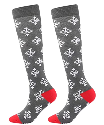 FGFD&OU Chaussettes de Contention pour Femmes et Homme Bas de Contention de Noël Rigolotes Chaussettes de Compression Drôles Fantaisie, Chaussettes à thème de Noël, Cadeaux de Noël (Style4, L/XL) Cover