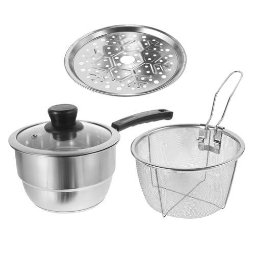PAMINGONO 1 Juego Sartén Olla Arrocera De Cuco Cesta De La Freidora De Aire del Horno Cesta Freidora Tapa De La Freidora Tetera Inteligente Olla De Espagueti Cocina Sopa Acero Inoxidable