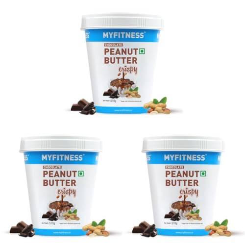 Image of MYFITNESS Peanut Butter Chocolate Spread Crispy 510g | 21g Protein & 8g Fiber | Tasty & Healthy Nut Butter Spread for Breakfast & Snacks | Cholesterol Free | Zero Trans Fat | 100% Pure Roasted Nuts