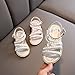 Kids Toddler Girls Rhinestones Pearl Open Toe Sandals Flat Bottom Princess Shoes Dress Sandals Fashion Shoes (Silver, 12 Little Child)