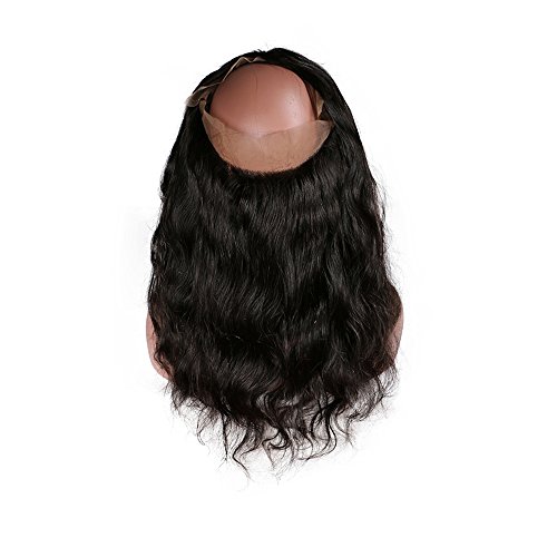 Mila 360 Lace Frontal Closure (22.5"*4"*2") Ondulato/Body Wave Brasiliani Vergini 10"-20" Capelli Umani 100% Naturali Remi Nero con Baby Hair 10"/25cm