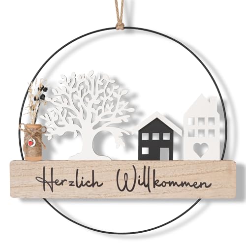 Trockenblumenkranz, Türkranz Häuser, Türkranz Herzlich Willkommen...
