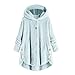 Produktbild FRAUIT Kapuzenjacke Damen Oversize Mäntel Elegant Winter Hoodie Locker Pullover Lang Grosse Grössen Strickjacke Winterjacke Frauen Kapuze Fleece Plüsch Dicke Knopf Wollmantel (XL, S-Hellblau)