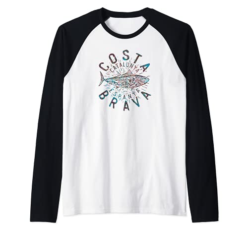 JCombs: Costa Brava, Catalonia, Spain, Bluefin Tuna Raglan Baseball Tee, Black