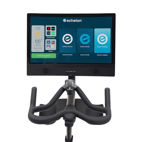 Image of Echelon Connect EX-8s Smart Exercise Bike with 24 Inch HD Touchscreen, LED Flywheel, Bluetooth, 32 Resistance Levels, SPD Pedals, USB Port, Dumbbell Holders & Free 30-Day Echelon Fit App Membership