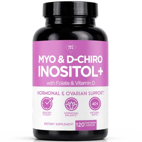 Premium Inositol Supplement - Myo- and D-Chiro Plus Folate and Vitamin D - Ideal 40:1 Ratio - Hormone Balance & Healthy Ovarian Support for Women - Vitamin B8 - 30 Day Supply