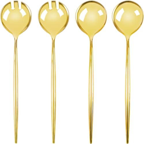 Bluesky Trading Dazzling Gold Novelty Serving Spoon & Spork Plastic Serveware - 4 Count - Perfect for Parties and Events