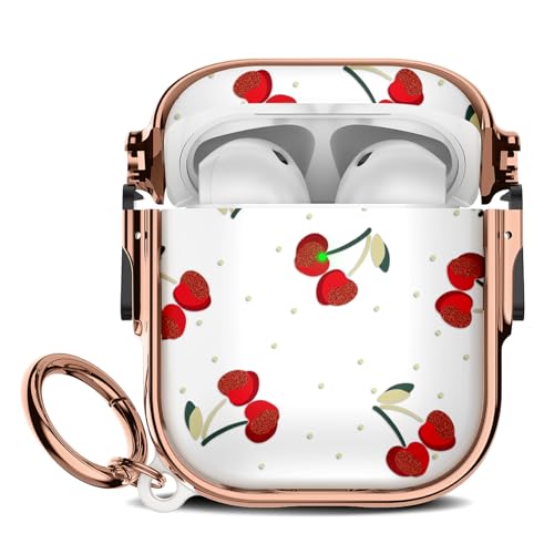 Image of Gedicht for Apple Airpods 2nd Generation Case,Soft Shockproof Airpods 2 Case Cute Cover for Girls Women with Keychain for Airpods 2nd /1st Cases with Lock,Cherry Dot