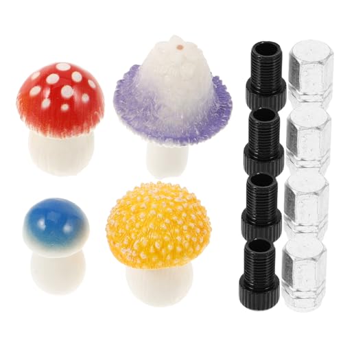 4 piezas Tapas de Válvula de Neumático en Forma de Hongo Juego de Tapones para Ruedas Lindo y Original para Autos Bicicletas Camiones Fácil Instalación Tapas de Vástago Accesorios para Autos