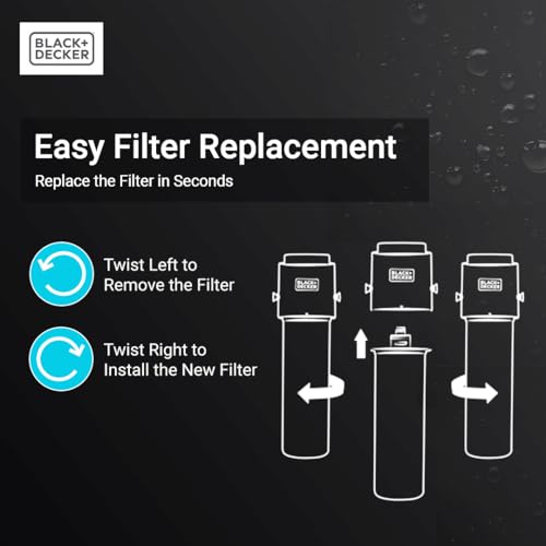 Image of BLACK+DECKER Undersink Replacement Filter Cartridge 15 inch | Efficient Filtration | 16,000 Gallons | NSF /ANSI 42 Certified | Removes Chlorine, Chloramine, Lead, PFAS, Bad Taste, Odor