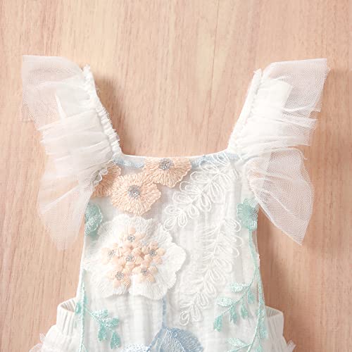 Newborn Infant Baby Girl Onesie Romper Lace Ruffle Tulle Flower Sleeveless Bodysuit Birthday Outfit Toddler Jumpsuit4