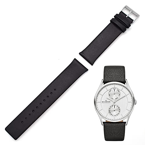 Bracelet de montre cuir véritable noir Skagen SKW6449 bracelet rechange noir