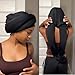 Hair Bonnets for Sleeping 2 in 1 Long Braids Hair Protection UV Shield Breathable Elastic Satin Bonnet Black Color