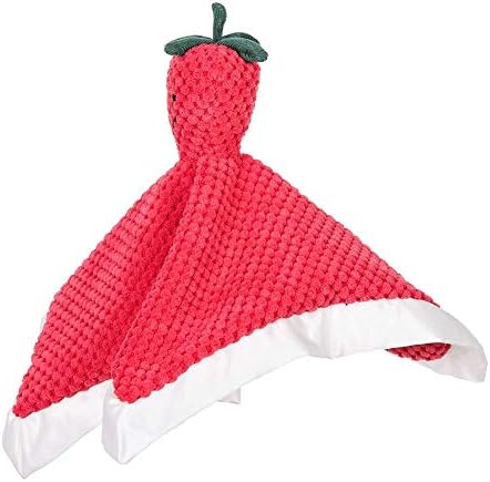 Apricot Lamb Stuffed Fruits Strawberry Comforter Blanket Security Blanket Infant Nursery Character Blanket Luxury Snuggler Plush Lovey for Newborn Baby Doll Blanket(Strawberry, 13 Inches)