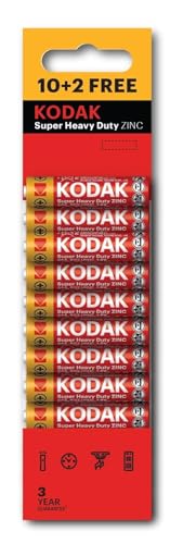 Kodak Super Heavy Duty Zinc AAA Batteries - 10+2 Promo Pack
