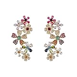 Buyongwant Flower Earrings for Women Colorful Petal Zircon Pendant Exquisite Banquet Design Fashion Charm Jewelry