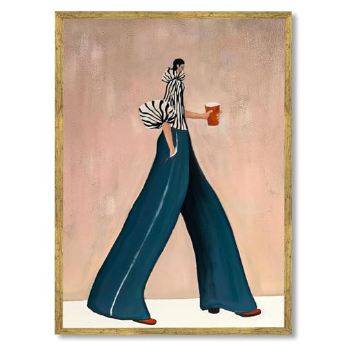 Large Gold Framed Modern Fashion Abstract Wall Art Chic Long-Leg
