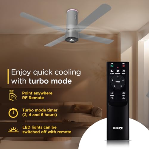Image of EcoLink Airoquad 1200mm Ceiling Fan | Galactic Silver Finish | High-Speed Air Delivery | Energy Efficient Motor | Stylish 4-Blade Design for Home & Office | Pack of 1