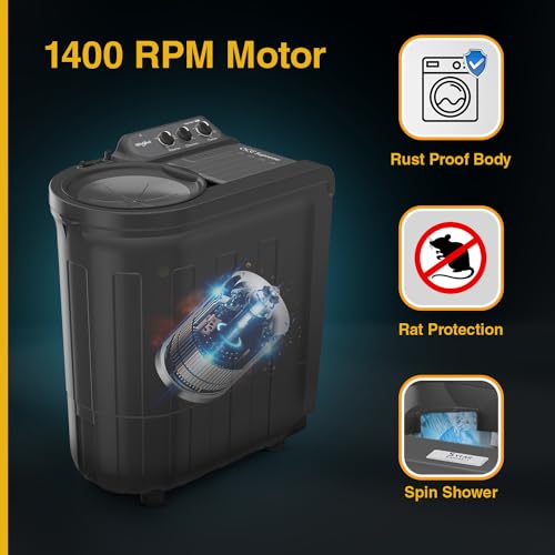 Image of Whirlpool 7.0 Kg 5 Star Ace Supreme Semi-Automatic Top Loading Washing Machine (ACE SUPREME RYL SRS 7.0 GREY DAZZLE (5YR), 4 Year Comprehensive Warranty, 1400 RPM Motor, 5 Year Motor Warranty)
