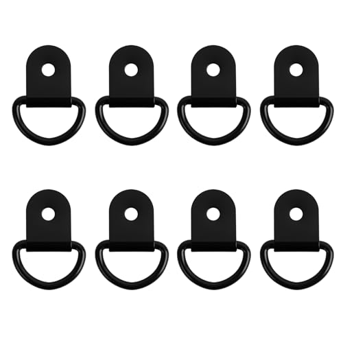 Hawpasy Set 8 Pezzi Anelli di Ancoraggio a D in Acciaio Inox 304 Nero, Carico Massimo 400KG, Ganci di Fissaggio Resistenti con Foro da 4,5mm per Sicurezza Carichi su Auto, Camion, Barche e Rimorchi