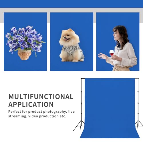Easy-Going 5X7 FT Blue Polyester Backdrop, Background for Photo Studio, Solid Non-Gloss Collapsible High Density Screen for Video Photography and Television Parties Curtain No Include a Stand by Easy-Going - Image 2