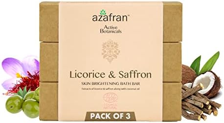 Azafran Licorice & Saffron Skin Brightening Bath Bar Soap (Value Pack of 3).
