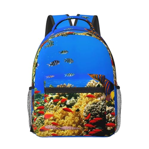 Sac à dos étudiant motifs poissons pour l'école et sorties