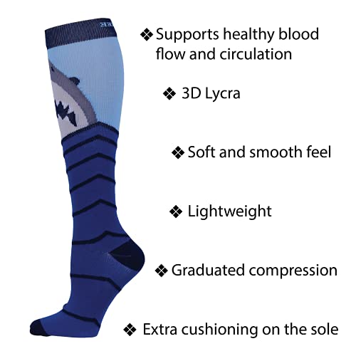 Cherokee Men’s Compression Socks, 10-15 mmHg Knee High, Colorful Print, Lightweight, 1 Pair Pack - MPRINTSUPPORT4