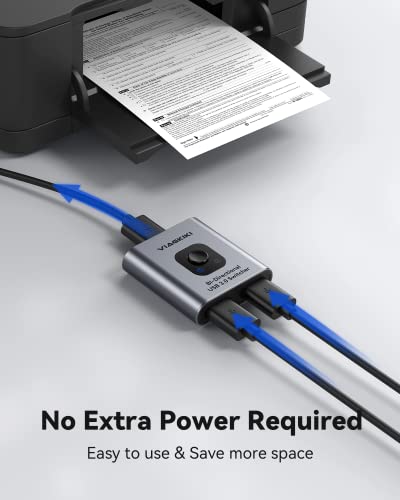 Usb Switch 3.0 Kvm Switch,Bi-Directional Usb Switch Selector 2 In 1 Out/1 In 2 Out, Viagkiki Usb Switcher 2 Computers Share 1 Usb Devices For Pcs Mouse Keyboard Printer Scanner (With 2 Usb 3.0 Cables) #TOP5