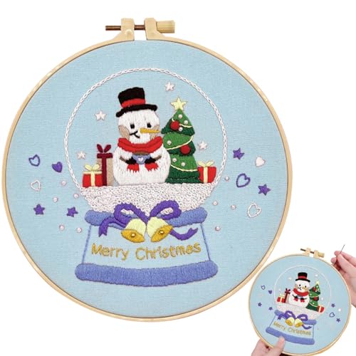 Set di ricami natalizi per adulti, paesaggio invernale, set di punte per ricamo, set di esercizi per ricamo 'Santa Elk Tree Cabin', set per progetti artistici, per adulti a casa