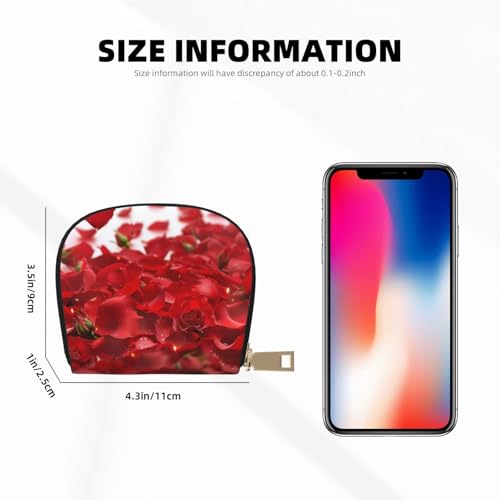 Red Rose Petals Printed Card Wallet for Women Men Cute Zipper Card Cases Holder Mini Coin Purse with 12 Card Slots3