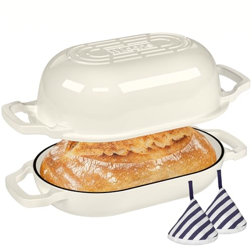 Wildone Enameled Cast Iron Dutch Oven Pot with Lid Oval Bread Oven