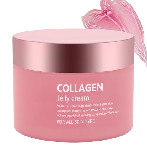 Collagen Jelly Cream - Contains Niacinamide & Freeze Dried Hydrolyzed Collagen -Elasticity & Hydration - Reduce Fine Lines & Dullness - Korean Glass-Shiny Skin Suitable for All Skin Types (3.38 Fl.Oz)