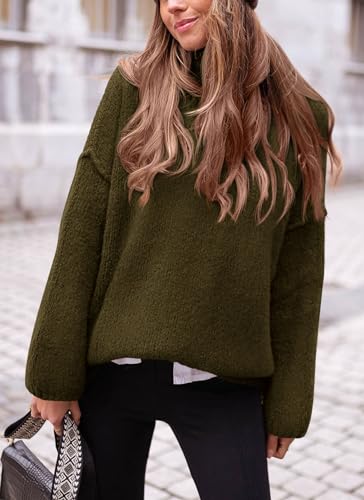 PRETTYGARDEN Women's Knit Oversized Sweater Fall Fashion Casual Long Sleeve Turtleneck Chunky Pullover Tops Winter Clothing