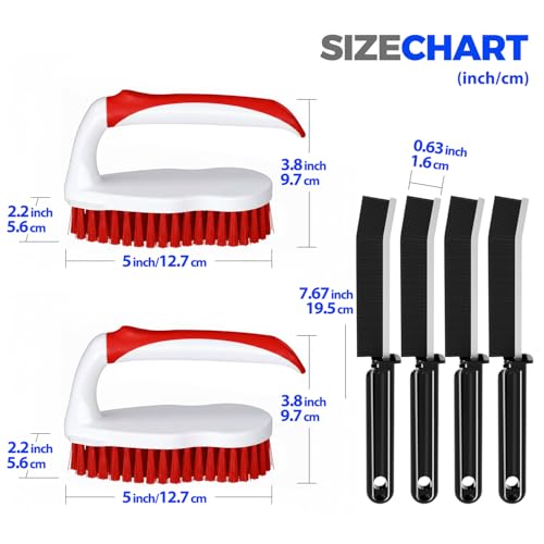 Image of Holikme 6 Pack Cleaning Brush Scrub Brush Kitchen Brush for Floor,Red