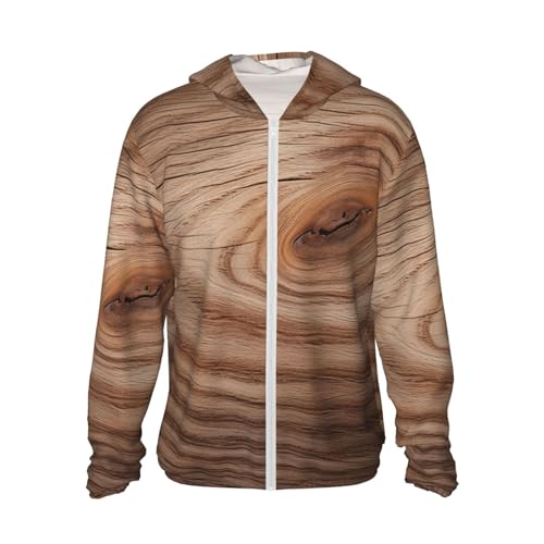 Men's UPF 50+ Sun Protection Hoodie Jacket Lightweight Long Sleeve Wood grain Sun Shirt Hiking Rash Guards