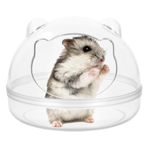 Maison Hamster Transparente, Salle de Bain à Sable pour Chinchilla, Ours Doré, Gerbille (M)