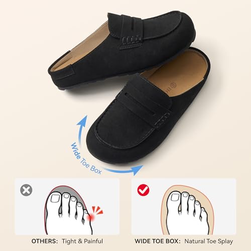 Image of BOSTANTEN Clogs for Women Wide Width Comfortable Suede Mules with Soft Footbed and Arch Support, Cute Slip On Potato Shoes