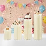 Lot de 4 colonnes élégantes : vous recevrez trois colonnes décoratives de différentes hauteurs (40 cm, 60 cm, 80 cm, 100 cm). Cette gradation permet des arrangements dynamiques et créatifs qui servent de toile de fond élégante pour les mariages, les anniversaires ou les décorations de vitrine